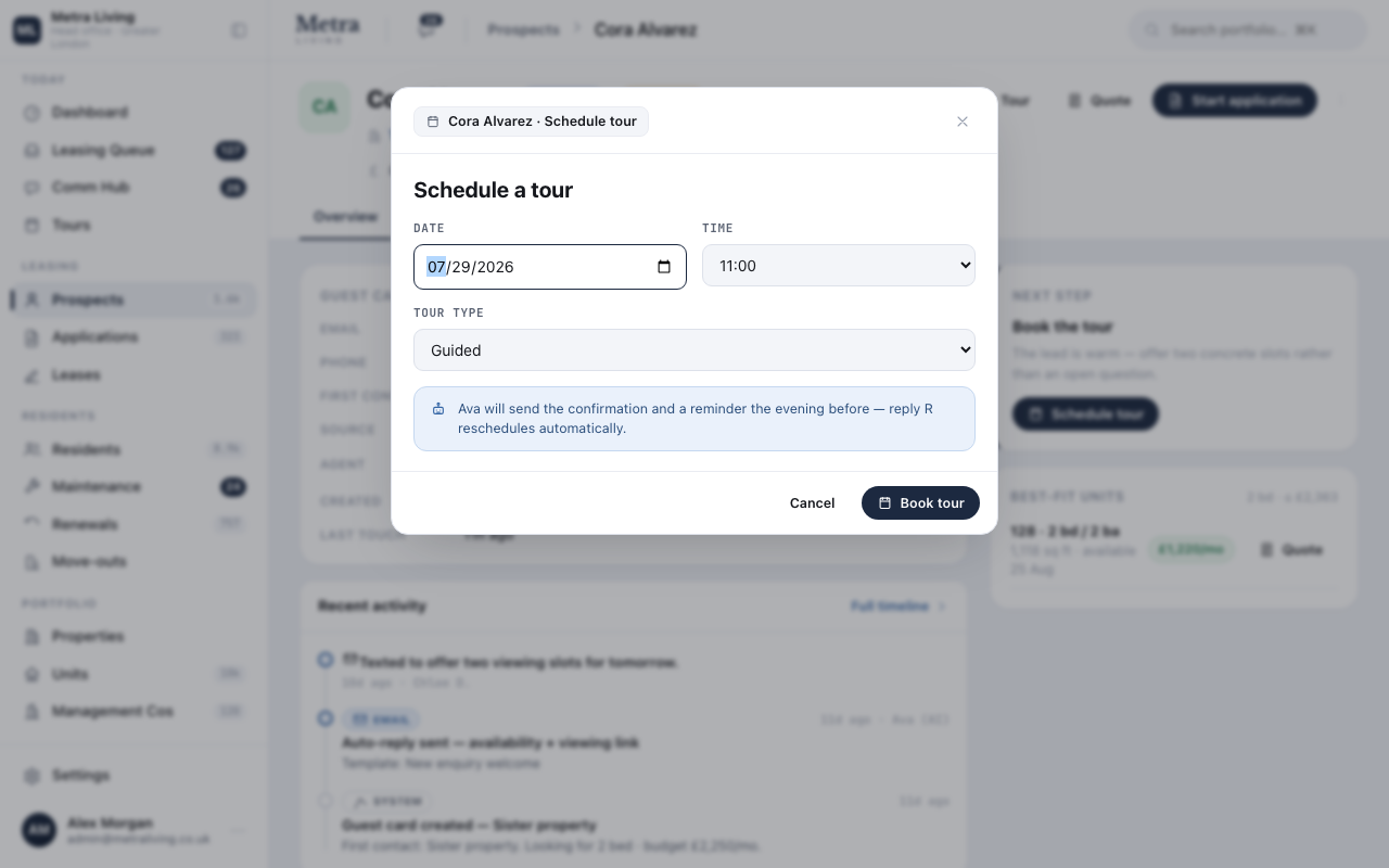 Booking a viewing — first screen of the journey